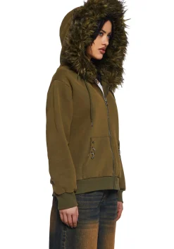Current Mood Outerwear|Sweatshirts & Hoodies*Off The Hook Zip-Up Hoodie - Green