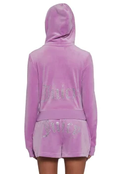 JUICY COUTURE Sweatshirts & Hoodies*OG Big Bling Velour Hoodie - Purple
