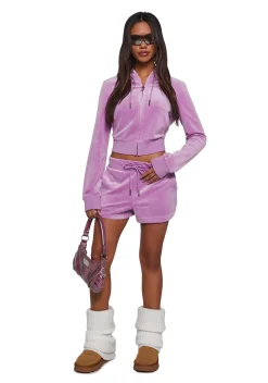 JUICY COUTURE Sweatshirts & Hoodies*OG Big Bling Velour Hoodie - Purple