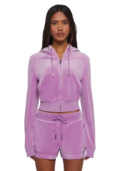 JUICY COUTURE Sweatshirts & Hoodies*OG Big Bling Velour Hoodie - Purple