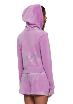JUICY COUTURE Sweatshirts & Hoodies*OG Big Bling Velour Hoodie - Purple
