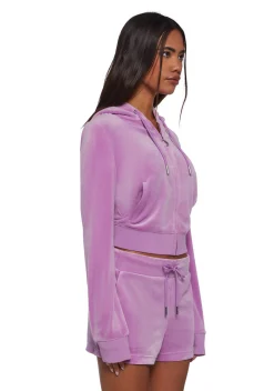 JUICY COUTURE Sweatshirts & Hoodies*OG Big Bling Velour Hoodie - Purple