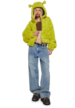 Dolls Kill x Shrek Outerwear|Sweatshirts & Hoodies*Ogre Chic Fuzzy Zip-Up Jacket