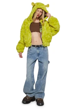 Dolls Kill x Shrek Outerwear|Sweatshirts & Hoodies*Ogre Chic Fuzzy Zip-Up Jacket
