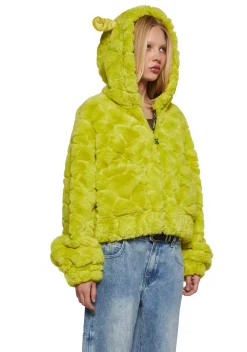 Dolls Kill x Shrek Outerwear|Sweatshirts & Hoodies*Ogre Chic Fuzzy Zip-Up Jacket