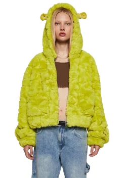 Dolls Kill x Shrek Outerwear|Sweatshirts & Hoodies*Ogre Chic Fuzzy Zip-Up Jacket