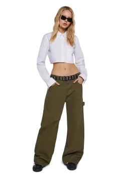 dELiA*s by Dolls Kill Bottoms|Pants*Olive So Misunderstood Twill Carpenter Pants