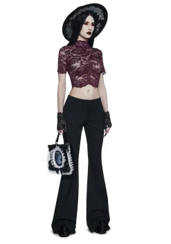 Widow Tops|Plus*Ominous Trance Lace Top - Wine