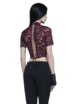 Widow Tops|Plus*Ominous Trance Lace Top - Wine