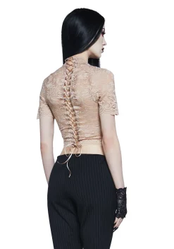 Widow Tops|Plus*Ominous Trance Lace Top - Light Brown