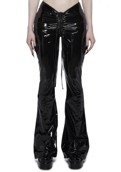 Widow Bottoms|Pants*Ominous Whispers V-Cut Flared Pants - Vinyl