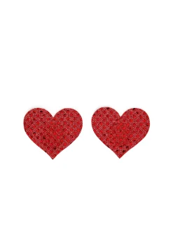 x_Dolls Kill Beauty*Only Love Glitter Heart Pasties - Red