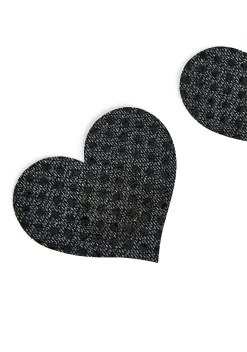 x_Dolls Kill Beauty*Only Love Glitter Heart Pasties - Black