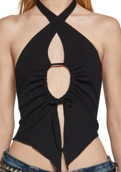 Club Exx Tops*Party Balance Halter Top - Black