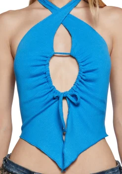 Club Exx Tops*Party Balance Halter Top - Blue
