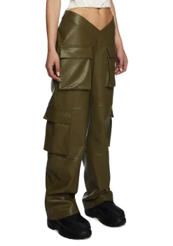 Poster Grl Bottoms|Pants*Path Of Destruction Vegan Leather Pants - Olive