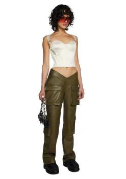 Poster Grl Bottoms|Pants*Path Of Destruction Vegan Leather Pants - Olive