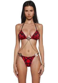 Widow Swim|Plus*Pentagram Fan Bikini Set