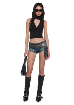 x_Blue Blush Tops*Phone Flirt Halter Top