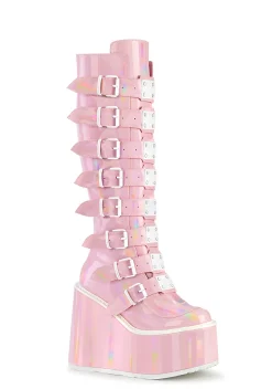 Demonia Boots|Platforms*Pink Holographic Trinity Boots