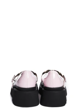 Demonia Flats|Mary Janes*Pink Renegade-56 Cat Mary Janes