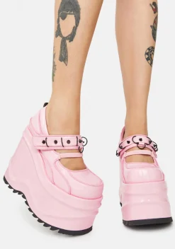 Demonia Platforms|Mary Janes*Pink Stomp Ur Ego Platform Mary Janes