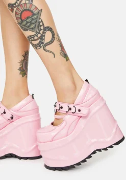 Demonia Platforms|Mary Janes*Pink Stomp Ur Ego Platform Mary Janes
