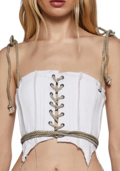 DARKER WAVS Corsets|Tops*Pitch Corset Top - White