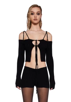 DARKER WAVS Matching Sets*Pitch Knit Ribbed Shorts Set