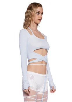 DARKER WAVS Tops*Pitch Strappy Ribbed Long Sleeve Top