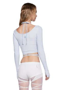 DARKER WAVS Tops*Pitch Strappy Ribbed Long Sleeve Top