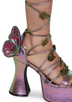 Club Exx Heels*Pixie Queen Butterfly Lace Up Heels