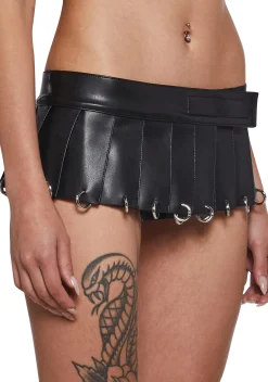 Namilia Bottoms|Skirts*Pleated Mini Skirt With Rings - Black