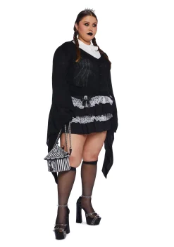 Widow Tops|Plus*Plus Black Balloon Knit Cardigan