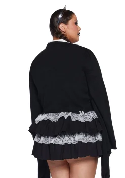Widow Tops|Plus*Plus Black Balloon Knit Cardigan