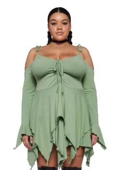 Current Mood Dresses|Plus*Plus F Is For Fairies Handkerchief Dress - Sage