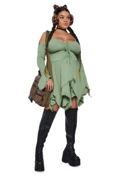 Current Mood Dresses|Plus*Plus F Is For Fairies Handkerchief Dress - Sage