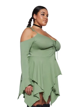 Current Mood Dresses|Plus*Plus F Is For Fairies Handkerchief Dress - Sage