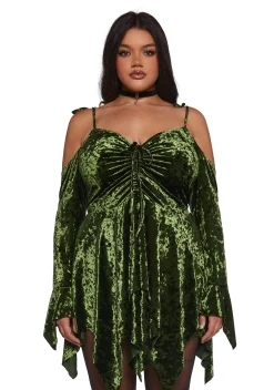Current Mood Dresses|Plus*Plus F is For Fairies Handkerchief Dress - Olive Velvet