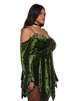 Current Mood Dresses|Plus*Plus F is For Fairies Handkerchief Dress - Olive Velvet