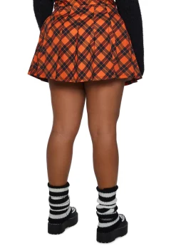Trickz N' Treatz Bottoms|Skirts*Plus Haunted To Meet U Plaid Mini Skirt