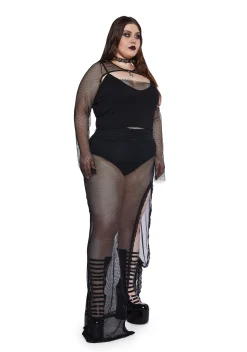 Widow Outerwear|Sweatshirts & Hoodies*Plus Heavy Metal Lover Fishnet Cami And Shrug Set