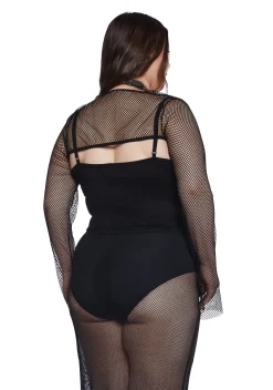 Widow Outerwear|Sweatshirts & Hoodies*Plus Heavy Metal Lover Fishnet Cami And Shrug Set