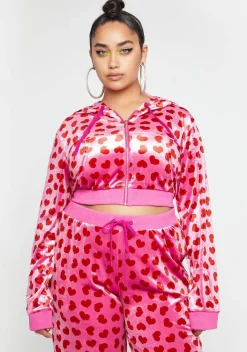 Sugar Thrillz Outerwear|Sweatshirts & Hoodies*Plus Loyal Maneater Velour Track Jacket-Pink