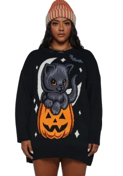 Trickz N' Treatz Tops*Plus Too Cute To Spook Oversized Sweater