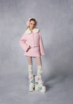 Sugar Thrillz Outerwear|Plus*Polar Express Quilted Jacket - Pink