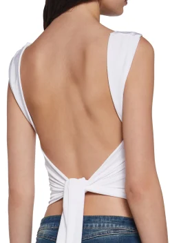 x_Blue Blush Tops*Porch Summer Open Back Top - White