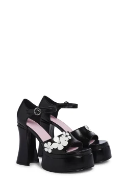 Sugar Thrillz Heels*Power Play Peep Toe Heels - Black