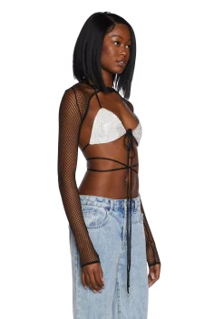 Poster Grl Tops*Press Charges Fishnet Shrug
