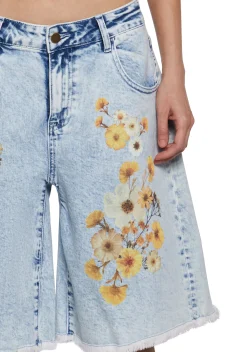 Current Mood Bottoms|Shorts*Pressed Flowers Denim Shorts